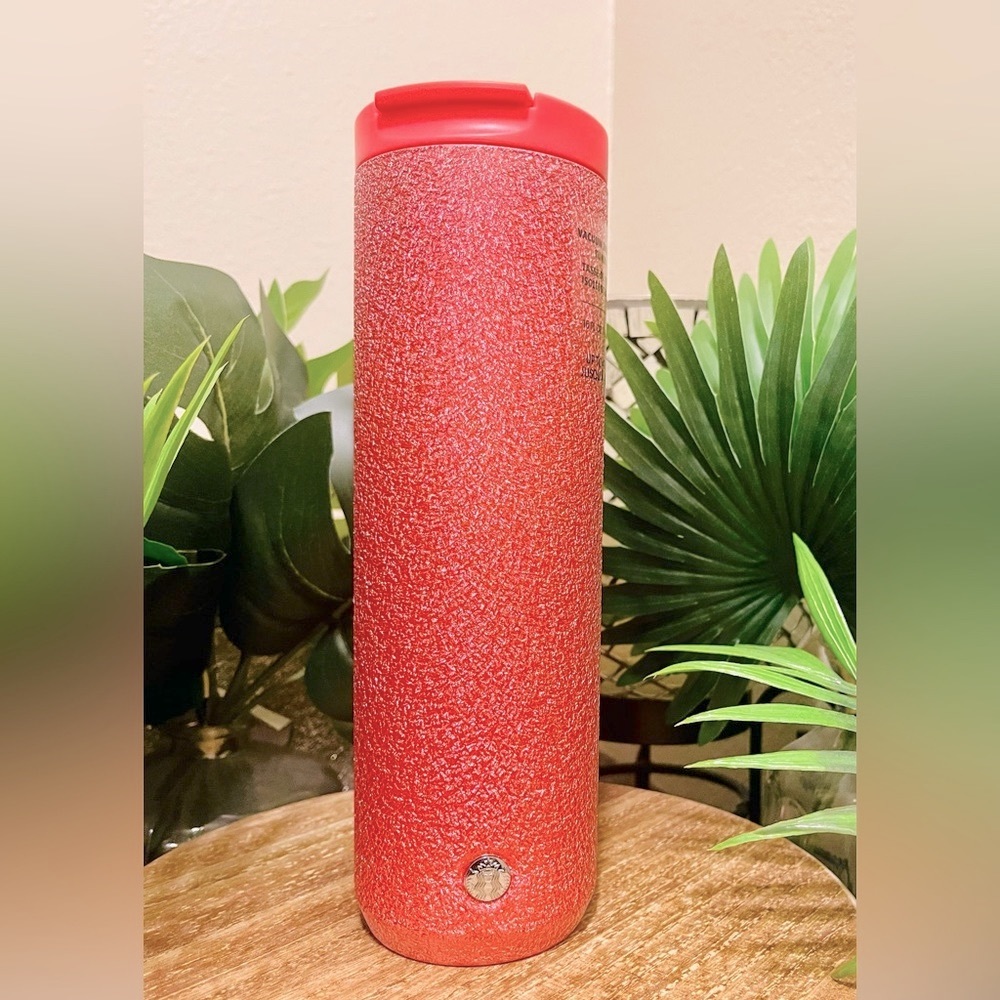 ✨Starbucks Spring Neon Coral/Pink Pebble Glitter Stainless Steel Hot Cup Tumbler